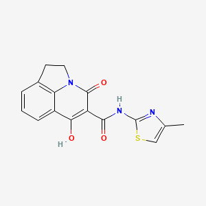 molecular formula C16H13N3O3S B12051985 9-hydroxy-N-(4-methyl-1,3-thiazol-2-yl)-11-oxo-1-azatricyclo[6.3.1.04,12]dodeca-4(12),5,7,9-tetraene-10-carboxamide 