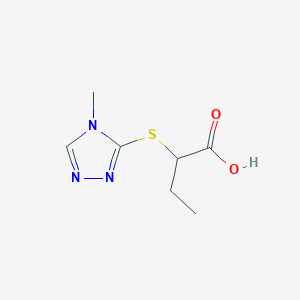 molecular formula C7H11N3O2S B12051986 2-[(4-methyl-4H-1,2,4-triazol-3-yl)sulfanyl]butanoic acid 