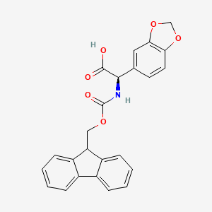 molecular formula C24H19NO6 B12052033 (R)-2-((((9H-Fluoren-9-yl)methoxy)carbonyl)amino)-2-(benzo[d][1,3]dioxol-5-yl)acetic acid 