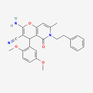 molecular formula C26H25N3O4 B12052110 2-amino-4-(2,5-dimethoxyphenyl)-7-methyl-5-oxo-6-(2-phenylethyl)-5,6-dihydro-4H-pyrano[3,2-c]pyridine-3-carbonitrile 