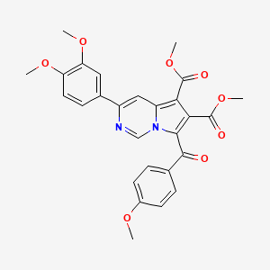 molecular formula C27H24N2O8 B12052113 Dimethyl 3-(3,4-dimethoxyphenyl)-7-(4-methoxybenzoyl)pyrrolo[1,2-c]pyrimidine-5,6-dicarboxylate CAS No. 618070-19-2