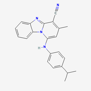 molecular formula C22H20N4 B12052162 3-Methyl-1-{[4-(propan-2-yl)phenyl]amino}pyrido[1,2-a]benzimidazole-4-carbonitrile 