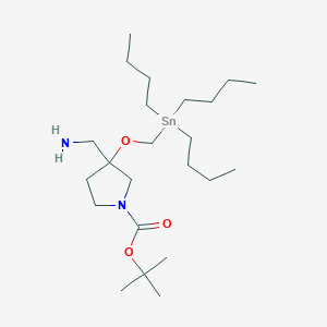 molecular formula C23H48N2O3Sn B12052229 tert-butyl 3-(aminomethyl)-3-(tributylstannylmethoxy)pyrrolidine-1-carboxylate 