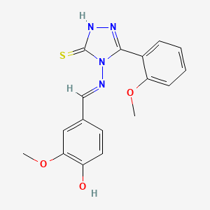 molecular formula C17H16N4O3S B12052245 4-((4-Hydroxy-3-methoxybenzylidene)amino)-3-(2-methoxyphenyl)-1H-1,2,4-triazole-5(4H)-thione CAS No. 478256-90-5