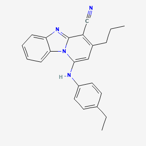 molecular formula C23H22N4 B12052248 1-(4-Ethylanilino)-3-propylpyrido[1,2-a]benzimidazole-4-carbonitrile 