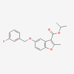 molecular formula C20H19FO4 B12052270 Isopropyl 5-[(3-fluorobenzyl)oxy]-2-methyl-1-benzofuran-3-carboxylate 