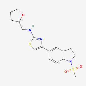 4-(1-methylsulfonyl-2,3-dihydroindol-5-yl)-N-(2-oxolanylmethyl)-2-thiazolamine