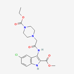 molecular formula C19H23ClN4O5 B1205241 5-chloro-3-[[2-(4-ethoxycarbonyl-1-piperazinyl)-1-oxoethyl]amino]-1H-indole-2-carboxylic acid methyl ester 