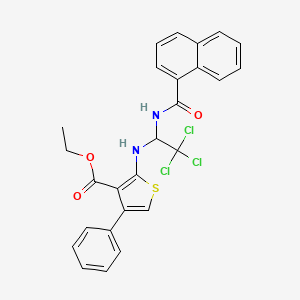 molecular formula C26H21Cl3N2O3S B12052426 Ethyl 4-phenyl-2-({2,2,2-trichloro-1-[(naphthalen-1-ylcarbonyl)amino]ethyl}amino)thiophene-3-carboxylate CAS No. 611185-61-6