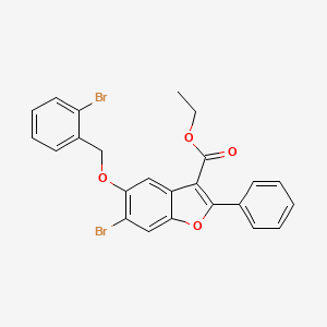 molecular formula C24H18Br2O4 B12052587 Ethyl 6-bromo-5-[(2-bromobenzyl)oxy]-2-phenyl-1-benzofuran-3-carboxylate 