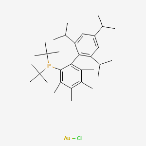molecular formula C33H53AuClP B12052620 Chloro(2-di-tert-butylphosphino-3,4,5,6-tetramethyl-2',4',6'-triisopropylbiphenyl)gold(I) 