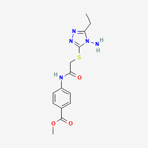 molecular formula C14H17N5O3S B12052642 methyl 4-({[(4-amino-5-ethyl-4H-1,2,4-triazol-3-yl)sulfanyl]acetyl}amino)benzoate 