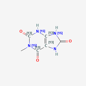 molecular formula C6H6N4O3 B12052691 1-Methyluric Acid-[13C4,15N3] 