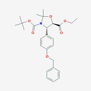 molecular formula C26H33NO6 B120528 (4S,5R)-3-tert-Butyl 5-ethyl 4-(4-(benzyloxy)phenyl)-2,2-dimethyloxazolidine-3,5-dicarboxylate CAS No. 382596-27-2