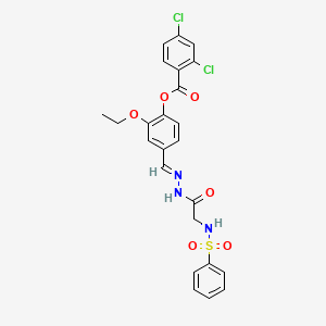 molecular formula C24H21Cl2N3O6S B12052845 [4-[(E)-[[2-(benzenesulfonamido)acetyl]hydrazinylidene]methyl]-2-ethoxyphenyl] 2,4-dichlorobenzoate CAS No. 477732-44-8