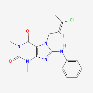 molecular formula C17H18ClN5O2 B12052846 7-((E)-3-Chloro-but-2-enyl)-1,3-dimethyl-8-phenylamino-3,7-dihydro-purine-2,6-dione CAS No. 478253-09-7