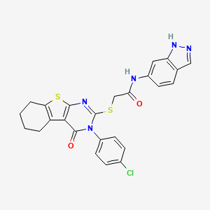 molecular formula C25H20ClN5O2S2 B12052883 2-{[3-(4-chlorophenyl)-4-oxo-3,4,5,6,7,8-hexahydro[1]benzothieno[2,3-d]pyrimidin-2-yl]sulfanyl}-N-(1H-indazol-6-yl)acetamide CAS No. 476486-22-3