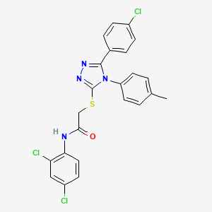 molecular formula C23H17Cl3N4OS B12053196 2-{[5-(4-chlorophenyl)-4-(4-methylphenyl)-4H-1,2,4-triazol-3-yl]sulfanyl}-N-(2,4-dichlorophenyl)acetamide CAS No. 476485-91-3