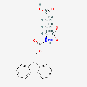 molecular formula C24H27NO6 B12053279 (4S)-4-(9H-fluoren-9-ylmethoxycarbonyl(15N)amino)-5-[(2-methylpropan-2-yl)oxy]-5-oxo(1,2,3,4,5-13C5)pentanoic acid 