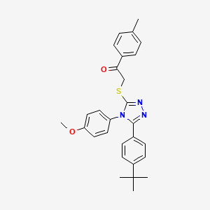 molecular formula C28H29N3O2S B12053296 2-{[5-(4-tert-butylphenyl)-4-(4-methoxyphenyl)-4H-1,2,4-triazol-3-yl]sulfanyl}-1-(4-methylphenyl)ethanone CAS No. 477313-53-4