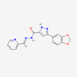 molecular formula C17H13N5O3 B12053385 3-(1,3-benzodioxol-5-yl)-N'-[(E)-2-pyridinylmethylidene]-1H-pyrazole-5-carbohydrazide 
