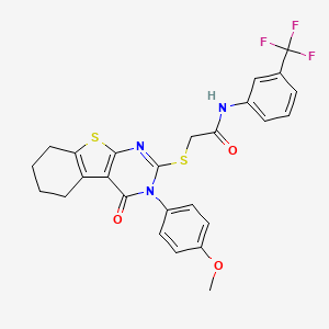 molecular formula C26H22F3N3O3S2 B12053441 2-{[3-(4-methoxyphenyl)-4-oxo-3,4,5,6,7,8-hexahydro[1]benzothieno[2,3-d]pyrimidin-2-yl]sulfanyl}-N-[3-(trifluoromethyl)phenyl]acetamide CAS No. 476484-87-4