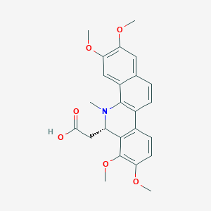 molecular formula C24H25NO6 B1205347 N-Methyl-2,3,7,8-tetramethoxy-5,6-dihydrobenzophenathridine-6-ethanoic acid 
