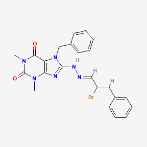 molecular formula C23H21BrN6O2 B12053843 (1E,2Z)-2-Bromo-3-phenyl-2-propenal (7-benzyl-1,3-dimethyl-2,6-dioxo-2,3,6,7-tetrahydro-1H-purin-8-YL)hydrazone 