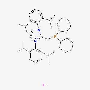 molecular formula C40H60IN2P B12054040 2-((Dicyclohexylphosphanyl)methyl)-1,3-bis(2,6-diisopropylphenyl)-1H-imidazol-3-ium iodide CAS No. 1260154-75-3