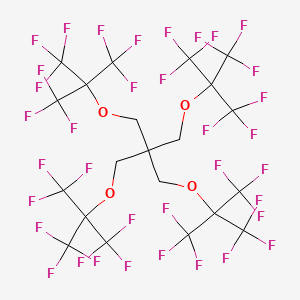molecular formula C21H8F36O4 B12054085 1,1,1,3,3,3-Hexafluoro-2-(3-((1,1,1,3,3,3-hexafluoro-2-(trifluoromethyl)propan-2-yl)oxy)-2,2-bis(((1,1,1,3,3,3-hexafluoro-2-(trifluoromethyl)propan-2-yl)oxy)methyl)propoxy)-2-(trifluoromethyl)propane 