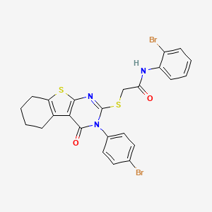 molecular formula C24H19Br2N3O2S2 B12054355 N-(2-bromophenyl)-2-{[3-(4-bromophenyl)-4-oxo-3,4,5,6,7,8-hexahydro[1]benzothieno[2,3-d]pyrimidin-2-yl]sulfanyl}acetamide CAS No. 476484-27-2