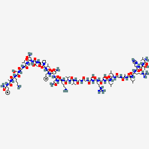 molecular formula C139H230N44O38 B12054378 (2S)-N-[(2S)-4-amino-1-[[(2S)-1-[[(2S)-1-[(2S)-2-[[(2S,3R)-1-[[(2S)-4-amino-1-[[(2S)-1-[[2-[[(2S)-1-[[(2S)-6-amino-1-[[(2S)-1-[[(2S)-1-amino-1-oxo-3-phenylpropan-2-yl]amino]-1-oxopropan-2-yl]amino]-1-oxohexan-2-yl]amino]-3-hydroxy-1-oxopropan-2-yl]amino]-2-oxoethyl]amino]-3-methyl-1-oxobutan-2-yl]amino]-1,4-dioxobutan-2-yl]amino]-3-hydroxy-1-oxobutan-2-yl]carbamoyl]pyrrolidin-1-yl]-3-methyl-1-oxobutan-2-yl]amino]-1-oxo-3-phenylpropan-2-yl]amino]-1,4-dioxobutan-2-yl]-2-[[(2S)-6-amino-2-[[(2S)-2-[[(2S)-2-[[2-[[2-[[(2S)-2-[[(2S)-2-[[(2S)-2-[[(2S)-2-[[(2S)-2-[[2-[[(2S)-2-[[(2S)-2-[[(2S)-2-[[(2S)-2-[[(2S,3R)-2-[[(2S)-2-amino-3-methylbutanoyl]amino]-3-hydroxybutanoyl]amino]-3-(1H-imidazol-4-yl)propanoyl]amino]-5-carbamimidamidopentanoyl]amino]-4-methylpentanoyl]amino]propanoyl]amino]acetyl]amino]-4-methylpentanoyl]amino]-4-methylpentanoyl]amino]-3-hydroxypropanoyl]amino]-5-carbamimidamidopentanoyl]amino]-3-hydroxypropanoyl]amino]acetyl]amino]acetyl]amino]-3-methylbutanoyl]amino]-3-methylbutanoyl]amino]hexanoyl]amino]butanediamide 