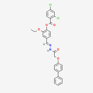 molecular formula C30H24Cl2N2O5 B12054402 [2-ethoxy-4-[(E)-[[2-(4-phenylphenoxy)acetyl]hydrazinylidene]methyl]phenyl] 2,4-dichlorobenzoate CAS No. 477732-35-7