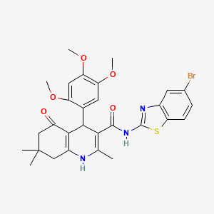 molecular formula C29H30BrN3O5S B12054408 N-(5-Bromobenzo[d]thiazol-2-yl)-2,7,7-trimethyl-5-oxo-4-(2,4,5-trimethoxyphenyl)-1,4,5,6,7,8-hexahydroquinoline-3-carboxamide CAS No. 476483-22-4