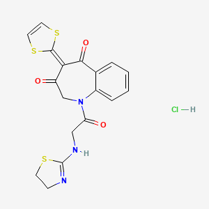 1-((2-Thiazolin-2-yl)amino)acetyl-4-(1,3-dithiol-2-ylidene)-2,3,4,5-tetrahydro-1H-1-benzazepin-3,5-dione hydrochloride