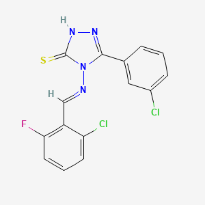 molecular formula C15H9Cl2FN4S B12054475 4-((2-Chloro-6-fluorobenzylidene)amino)-3-(3-chlorophenyl)-1H-1,2,4-triazole-5(4H)-thione CAS No. 478254-74-9