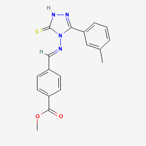 molecular formula C18H16N4O2S B12054601 Methyl 4-(((5-thioxo-3-(m-tolyl)-1H-1,2,4-triazol-4(5H)-yl)imino)methyl)benzoate CAS No. 478255-70-8