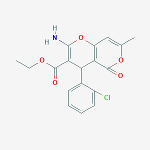 molecular formula C18H16ClNO5 B12054610 ethyl 2-amino-4-(2-chlorophenyl)-7-methyl-5-oxo-4H,5H-pyrano[4,3-b]pyran-3-carboxylate 