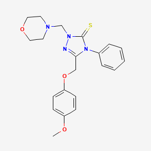 molecular formula C21H24N4O3S B12054761 5-[(4-Methoxyphenoxy)methyl]-2-(4-morpholinylmethyl)-4-phenyl-2,4-dihydro-3H-1,2,4-triazole-3-thione 