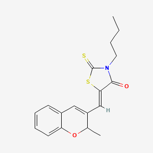 molecular formula C18H19NO2S2 B12054787 (5Z)-3-butyl-5-[(2-methyl-2H-chromen-3-yl)methylidene]-2-thioxo-1,3-thiazolidin-4-one 