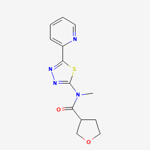 molecular formula C13H14N4O2S B1205503 N-methyl-N-[5-(2-pyridinyl)-1,3,4-thiadiazol-2-yl]-3-oxolanecarboxamide 