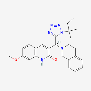 3-[3,4-dihydro-1H-isoquinolin-2-yl-[1-(2-methylbutan-2-yl)-5-tetrazolyl]methyl]-7-methoxy-1H-quinolin-2-one