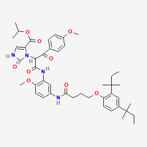 molecular formula C44H56N4O9 B12055110 propan-2-yl 3-[1-{[5-({4-[2,4-bis(2-methylbutan-2-yl)phenoxy]butanoyl}amino)-2-methoxyphenyl]amino}-3-(4-methoxyphenyl)-1,3-dioxopropan-2-yl]-2-oxo-2,3-dihydro-1H-imidazole-4-carboxylate 