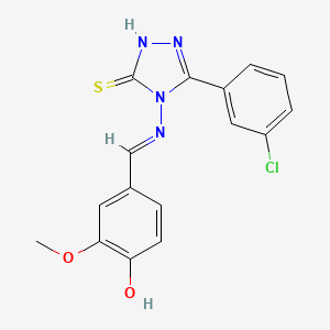 molecular formula C16H13ClN4O2S B12055145 3-(3-Chlorophenyl)-4-((4-hydroxy-3-methoxybenzylidene)amino)-1H-1,2,4-triazole-5(4H)-thione CAS No. 478255-03-7