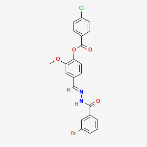 molecular formula C22H16BrClN2O4 B12055174 4-[(E)-{2-[(3-bromophenyl)carbonyl]hydrazinylidene}methyl]-2-methoxyphenyl 4-chlorobenzoate 