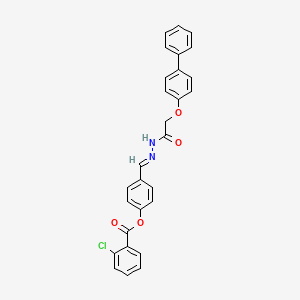 molecular formula C28H21ClN2O4 B12055209 4-[(E)-{2-[(biphenyl-4-yloxy)acetyl]hydrazinylidene}methyl]phenyl 2-chlorobenzoate 