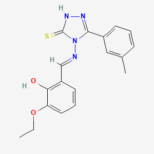 molecular formula C18H18N4O2S B12055333 4-((3-Ethoxy-2-hydroxybenzylidene)amino)-3-(m-tolyl)-1H-1,2,4-triazole-5(4H)-thione CAS No. 478255-52-6
