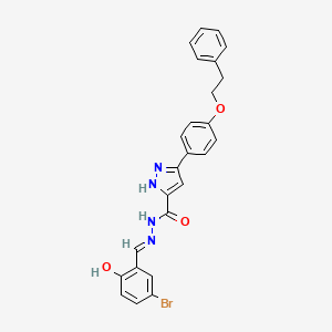 molecular formula C25H21BrN4O3 B12055346 N'-[(E)-(5-bromo-2-hydroxyphenyl)methylidene]-3-[4-(2-phenylethoxy)phenyl]-1H-pyrazole-5-carbohydrazide 