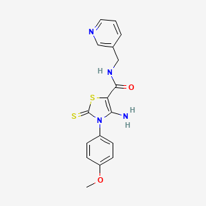 molecular formula C17H16N4O2S2 B12055488 4-amino-3-(4-methoxyphenyl)-N-(pyridin-3-ylmethyl)-2-sulfanylidene-1,3-thiazole-5-carboxamide 