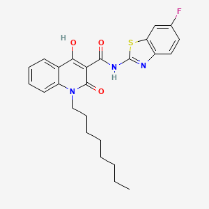 molecular formula C25H26FN3O3S B12055703 N-(6-fluoro-1,3-benzothiazol-2-yl)-4-hydroxy-1-octyl-2-oxo-1,2-dihydro-3-quinolinecarboxamide 